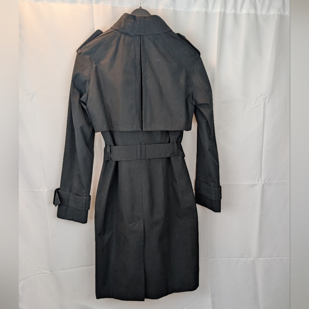 Burberry Classic Black Trench Coat Size 6 In VGUC - Picture 4 of 16